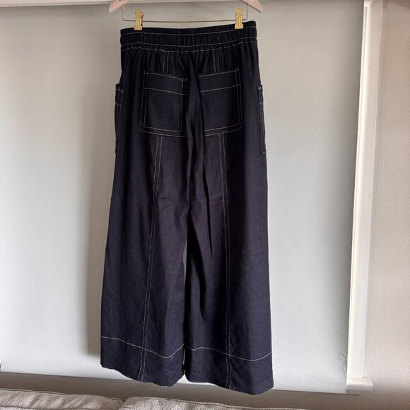 Maeve Black Wide Leg Pants with White Stitching - Picture 2 of 6